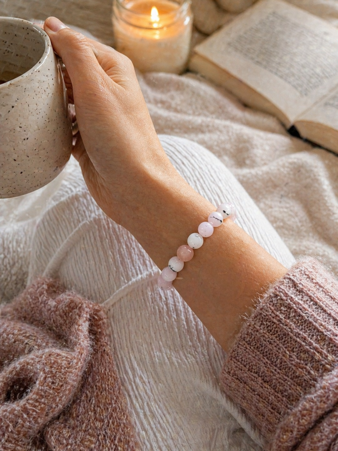 Bracelet Opale Rose Naturelle - Douceur, Guérison