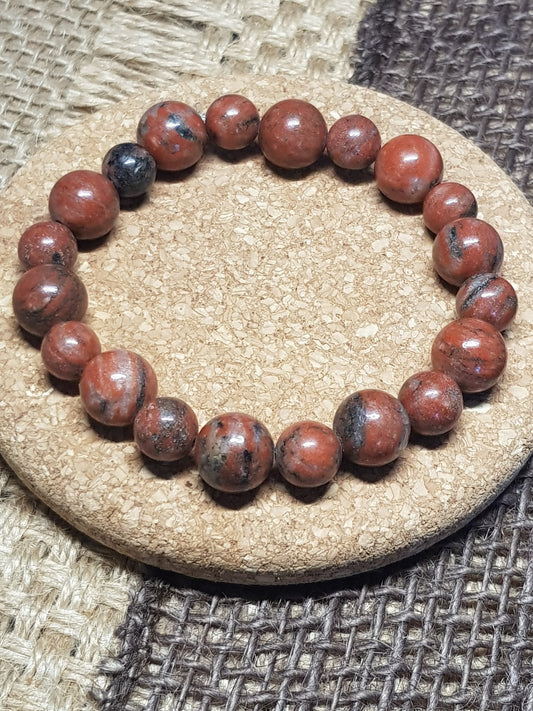 Bracelet Jaspe Rouge Naturel  - Force, Ancrage