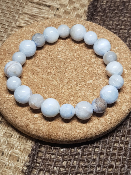 Bracelet Calcédoine Bleue Naturelle - Expression, Sérénité