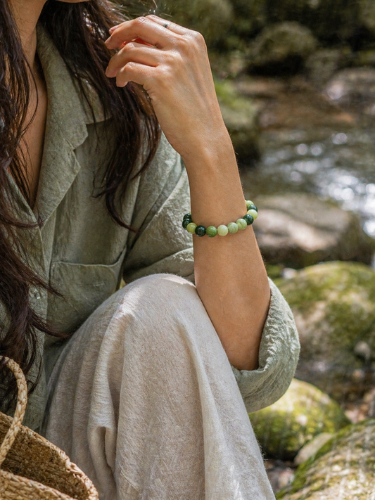 Bracelet Jadéite  Naturelle  - Sagesse, Equilibre